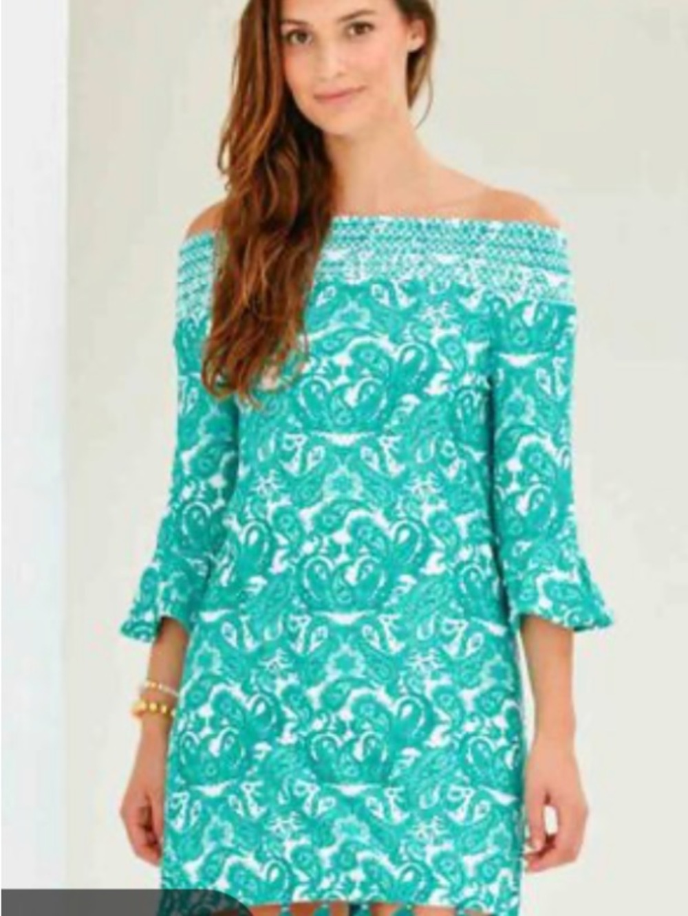 Cabana Life Teal Paisley One-Shoulder Shift Dress